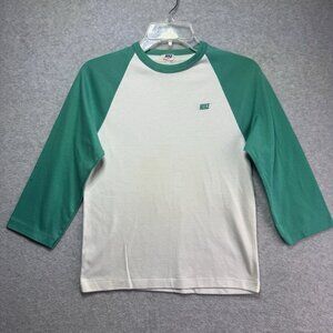 Vintage 80s Nike Tee Shirt Raglan Baseball Made In USA Mens S/M 3/4 Sleeve Green
